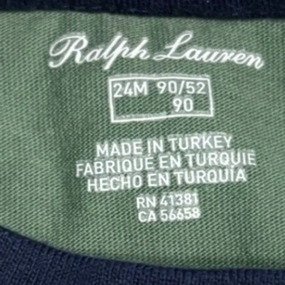 Ralph Lauren Polo Bear Shirt Dog Graphic Tee Kid Size 24M Long Sleeve Green Baby